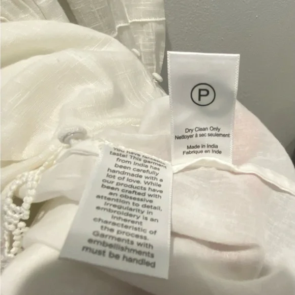 Hemant and Nandita Ruby Eyelet Guae Mini Dress Off White Medium - Picture 8 of 11